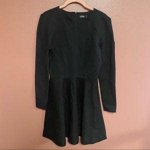 Kate Spade Saturday black wool skirt skater dress long sleeves size 0